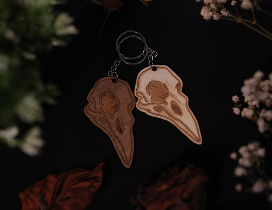 Wooden skull key ring